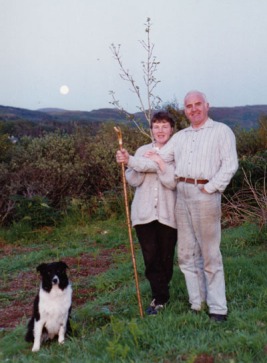 Bill and Jackie with their dog Hegsy at Ceann Cuin